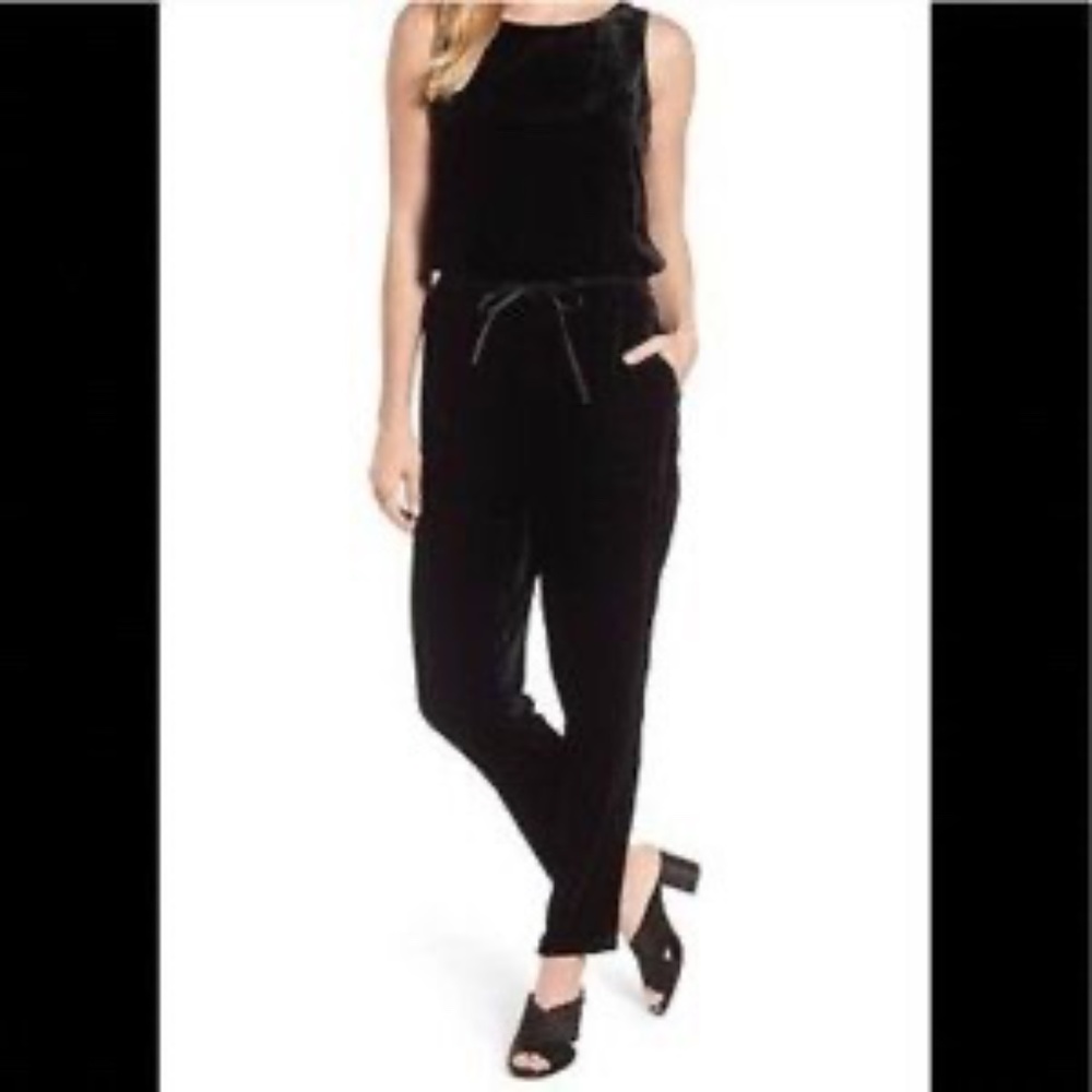 Eileen Fisher Velvet Sleeveless Jumpsuit, Size XL